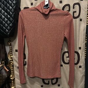 Express shimmer plum pink mock neck long sleeve top